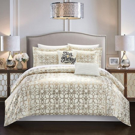 FIXTURESFIRST 5 Piece Sherwin Comforter Set, Beige - King Size FI1710225